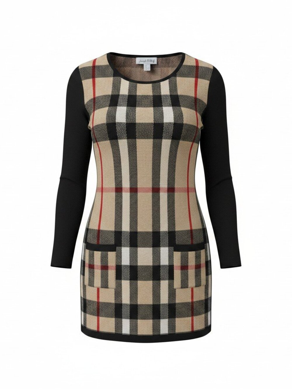 Joseph Ribkoff Plaid Long Sleeve Tunic Sweater Dress – Size 8